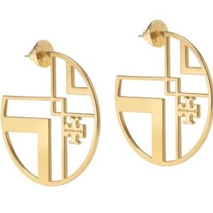 Tory Burch large gold hoop earrings